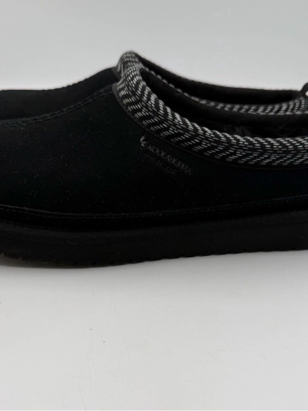 Koolaburra By UGG Burree Black Suede Faux Fur Lined Slippers Mens Size 8 NEW